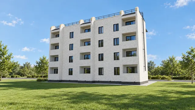 Жилой дом на 20 квартир: дворовый фасад с лоджиями